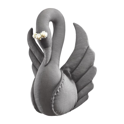 Graphite swan of linen, wall decoration