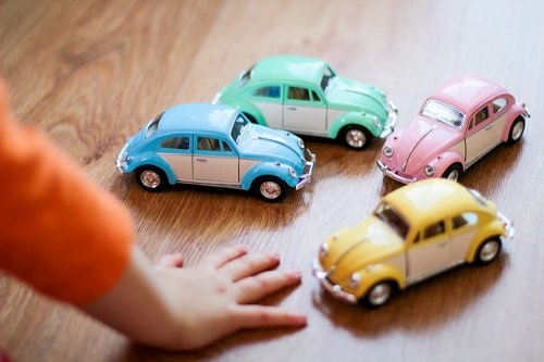 Toy car large Volkswagen pastel classic pink 
