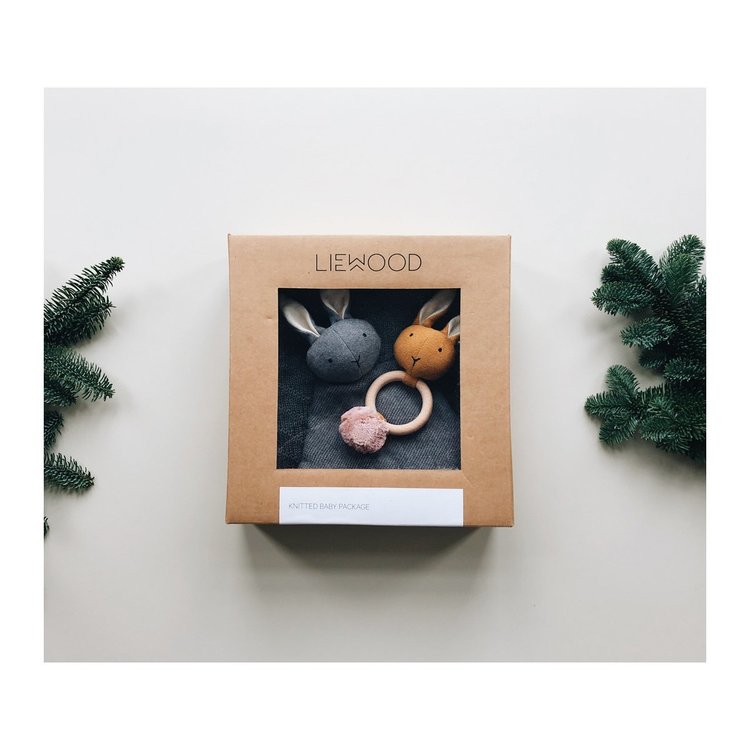 Liewood, baby grey gift box (felt, toy, blanket) 