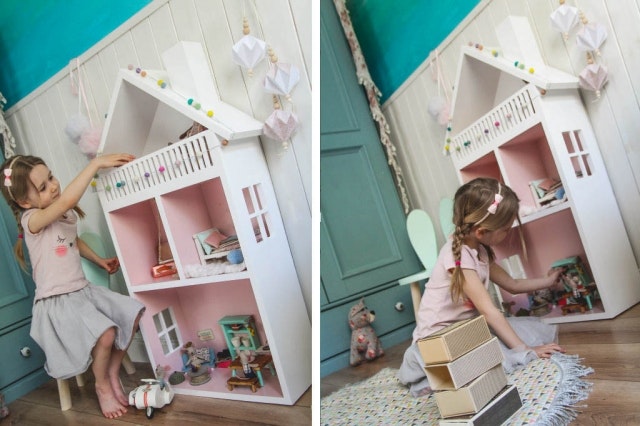 Handmade wooden dollhouse 