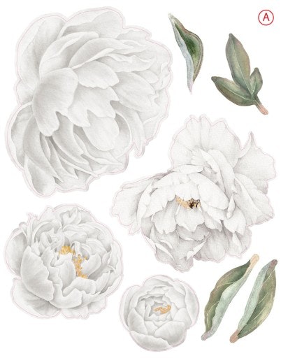 Peonies wall stickers, wall decoration XL 