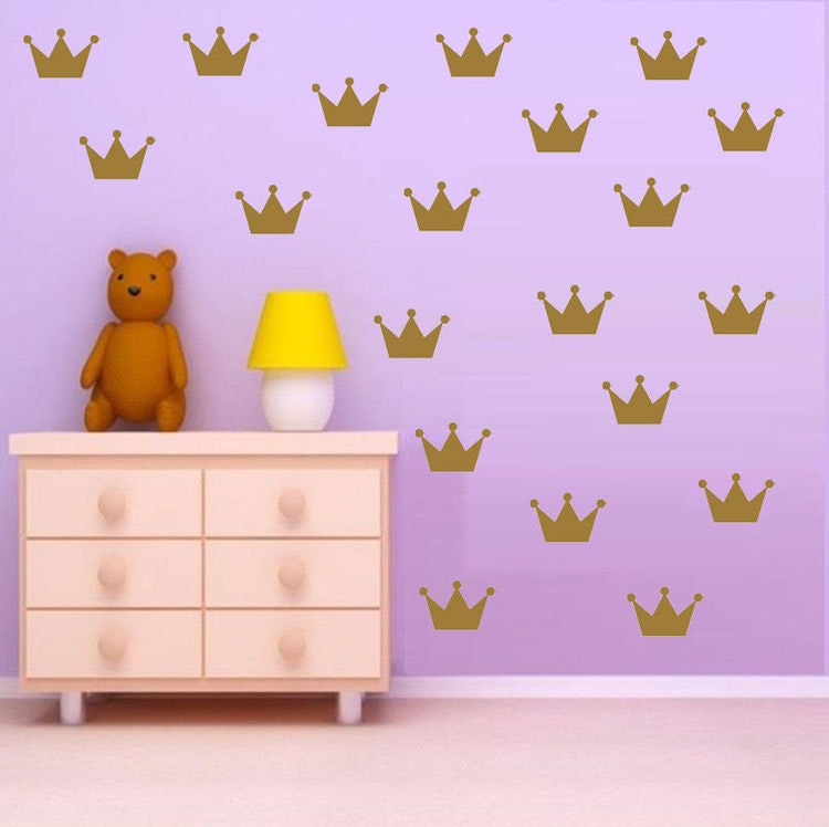 Gold princess crowns wall stickers 