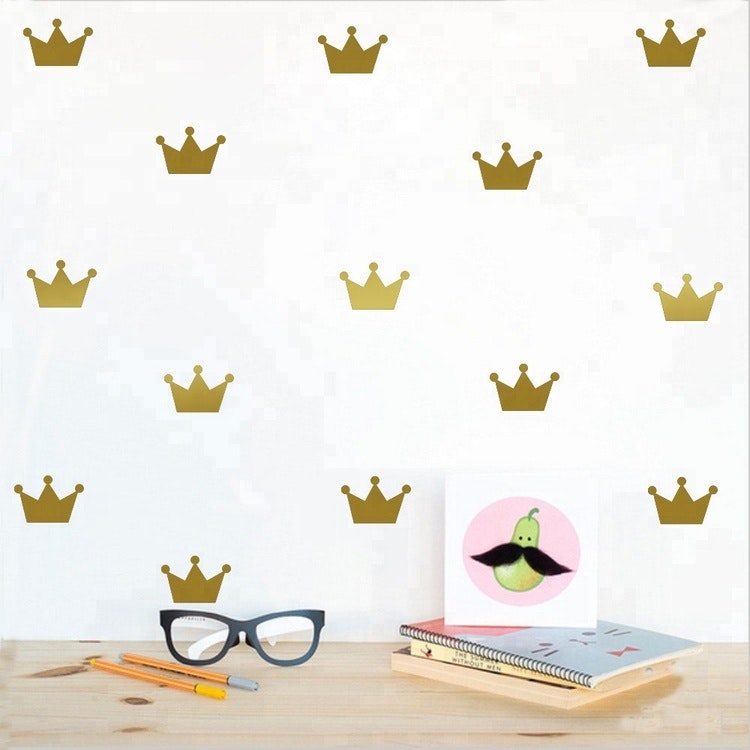 Gold princess crowns wall stickers 