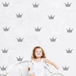 Silver princess crowns wall stickers