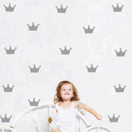 Silver princess crowns wall stickers