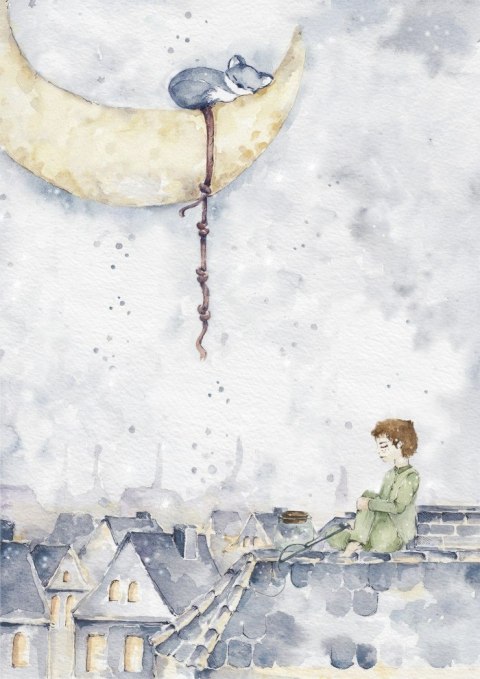 Poster en magisk pojke på taket , poster till barnrummet 
