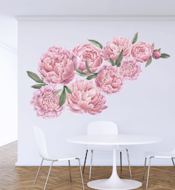 Rosa pioner väggklistermärken,  väggdekoration L