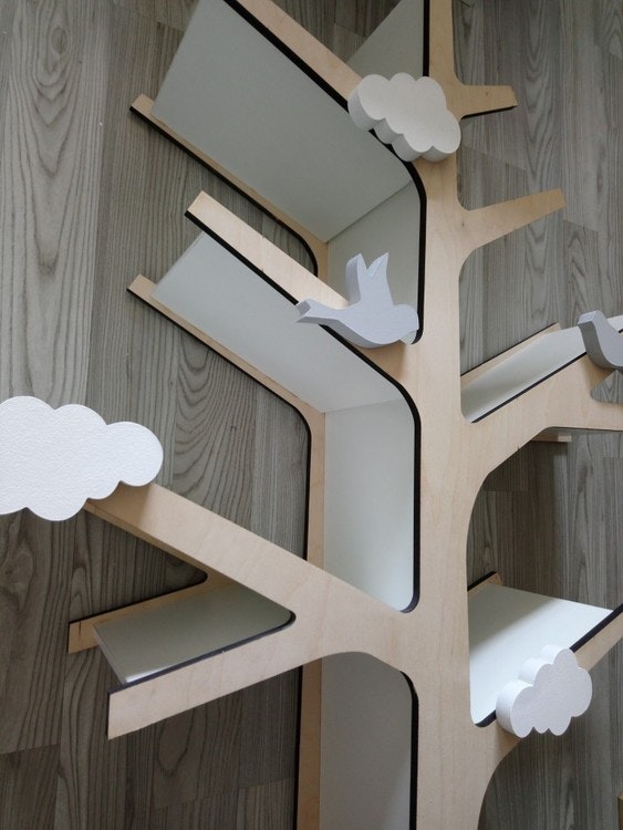 Bookshelf for the children's room in the shape of a beautiful tree 