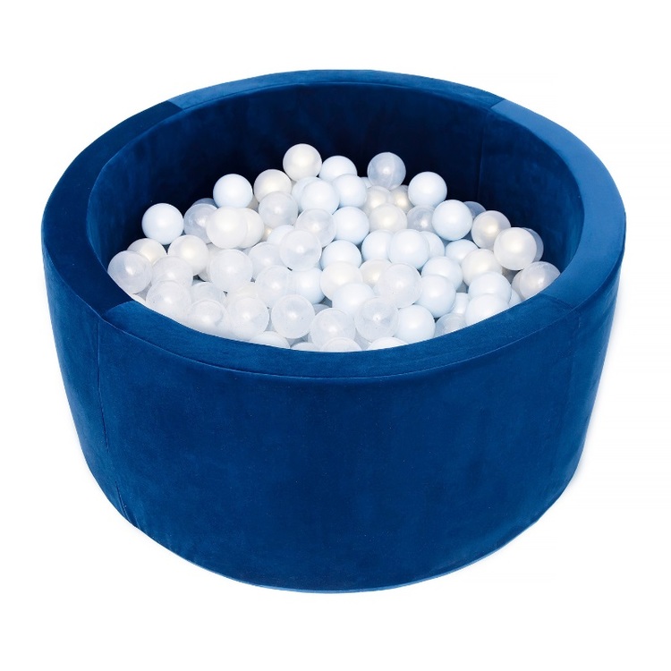 Misioo ball pit with 200 plastic balls, blue velvet 