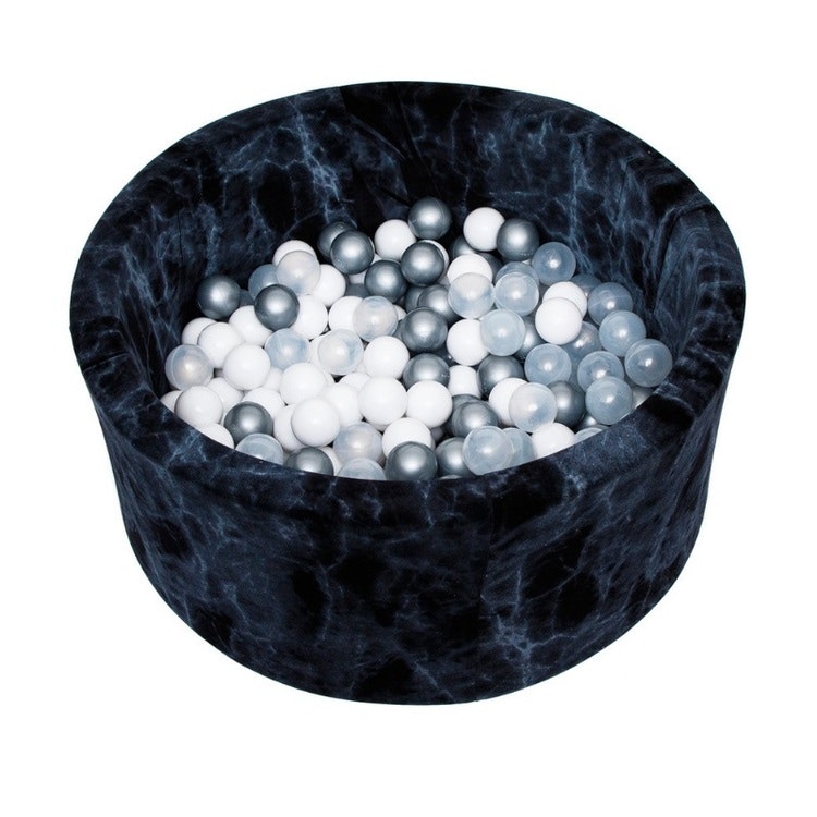Misioo ball pit with 200 plastic balls, black marble 