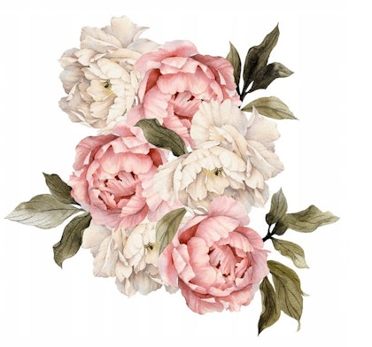 Old pink peony wall stickers, wall decoration XL