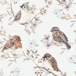 Dekornik, tapet Birds White-Grey