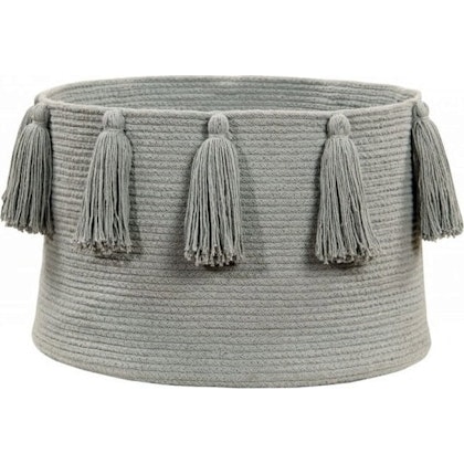 Lorena Canals, grey storage basket with tassels