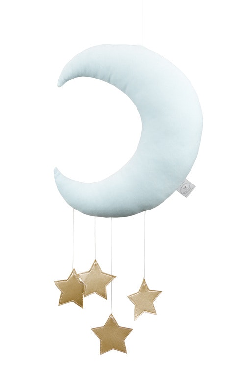 Sängmobil mint måne med guldstjärnor, Cotton & Sweets 