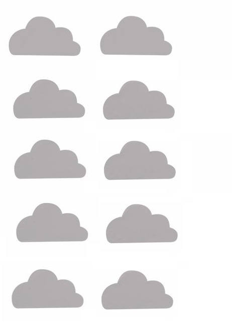 Väggklistermärken grå moln, set om 10 stycken 
