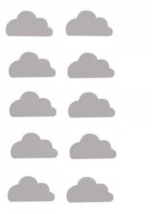 Väggklistermärken grå moln, set om 10 stycken