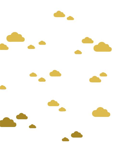 Wall stickers gold clouds, set of 56 pcs. 