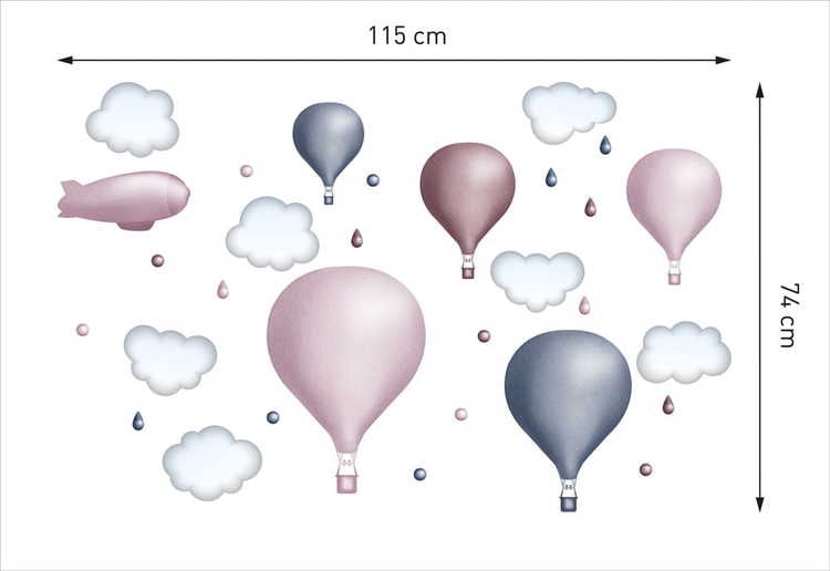 Lila luftballongset, väggklistermärken 
