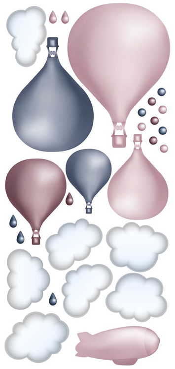 Lila luftballongset, väggklistermärken 