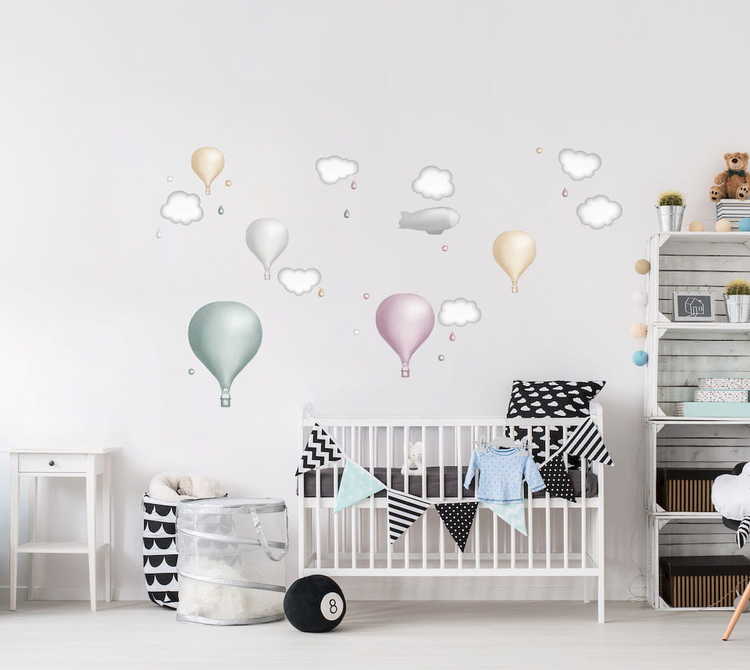 Mint balloon set, wall stickers 