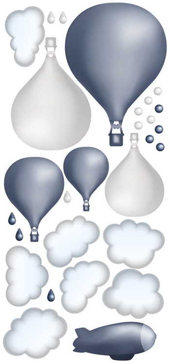 Mörkblå luftballongset, väggklistermärken 