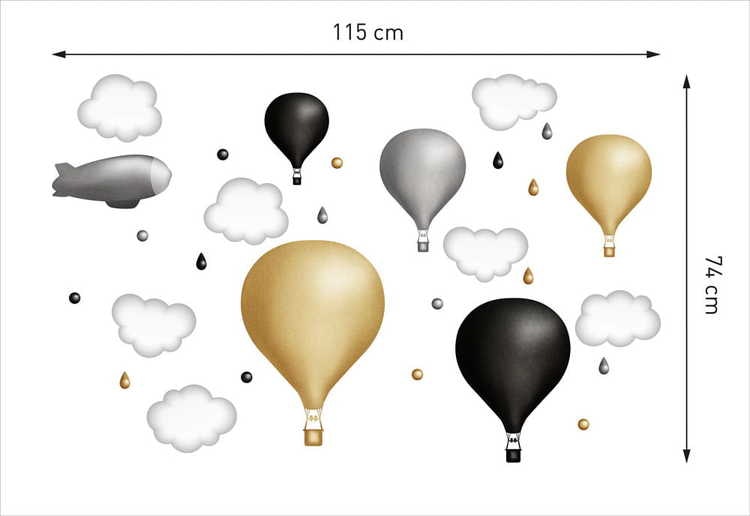 Senapsgul luftballongset, väggklistermärken 