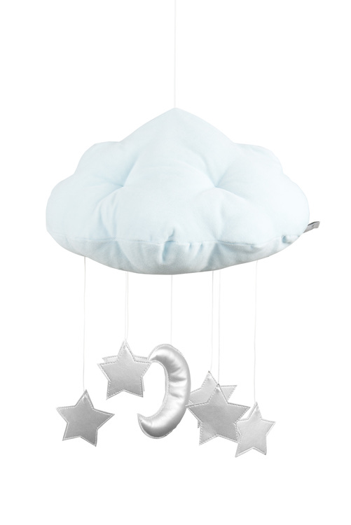 Mint sängmobil moln med silverstjärnor, Cotton & Sweets 