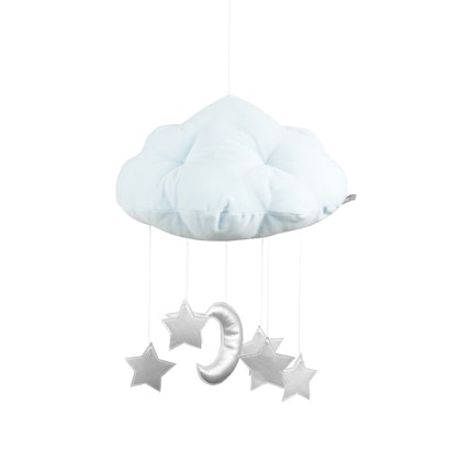 Mint bed mobile cloud with silver stars, Cotton & Sweets