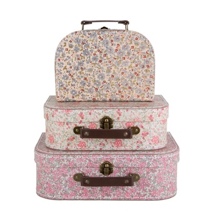 Sass & Belle, förvaringslådor koffert vintage floral, 3-pack