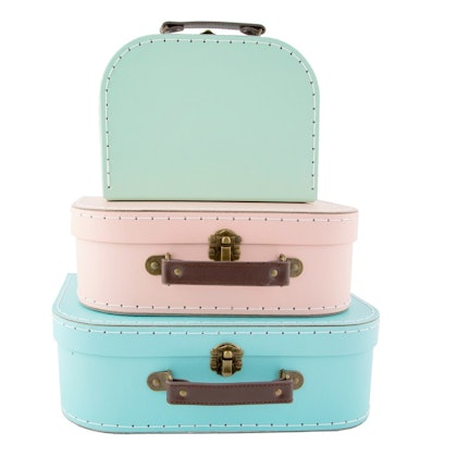 Sass&Belle, förvaringslådor koffert pastel retro, 3-pack