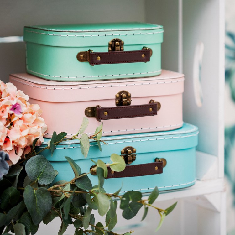 Sass&Belle, storage boxes suitcase pastel retro, set of 3 