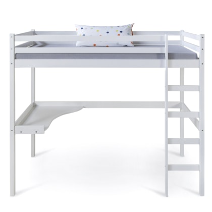 White loft bed with desk 90x200