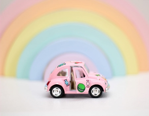 Toy car large Volkswagen Classic Beetle candy pink 