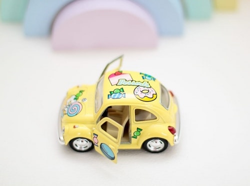 Toy car large Volkswagen Classic Beetle candy yellow 