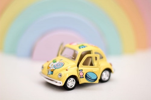 Toy car large Volkswagen Classic Beetle candy yellow 