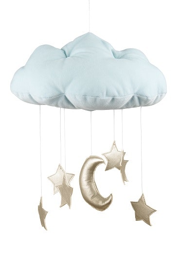 Mint bed mobile cloud with gold stars, Cotton&Sweets 