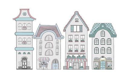 Wall sticker house in the city