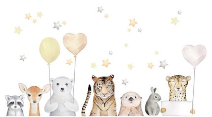 Wall sticker animals at party