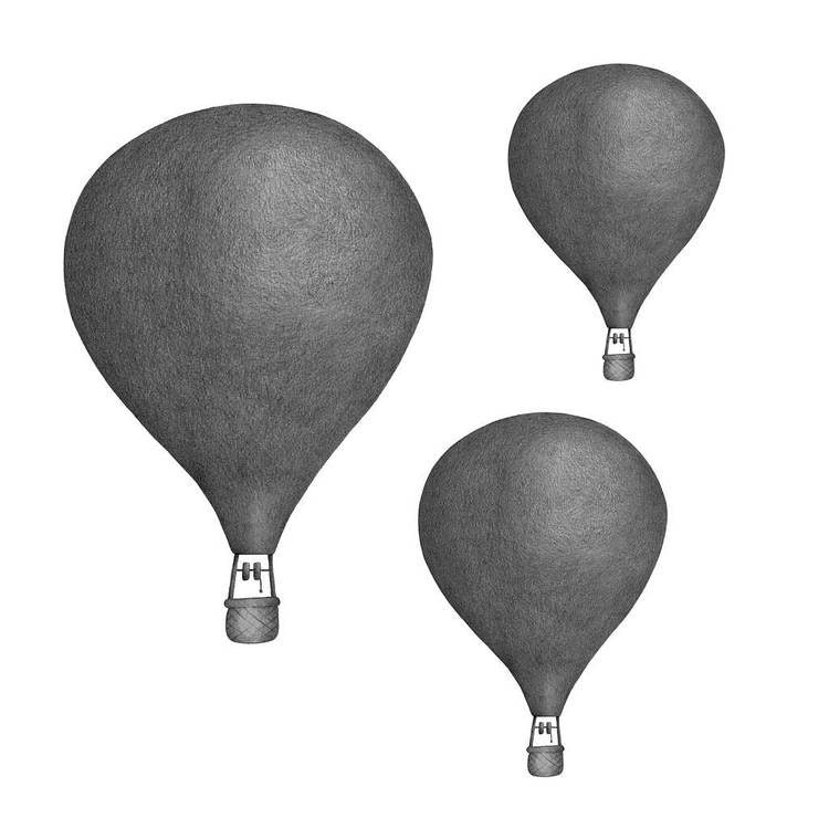 Grafitgrågrå Luftballonger väggklistermärken, Stickstay 