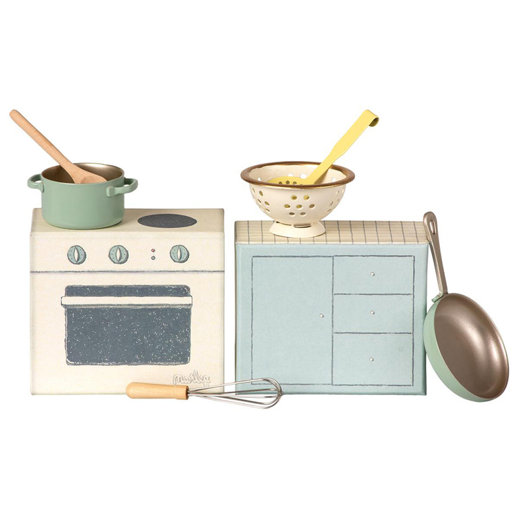 Maileg, stove with accessories, cooking set 
