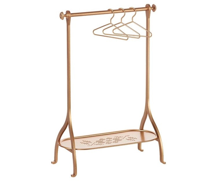 Maileg, Clothes rack Gold with 3 gold gallows 