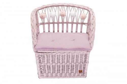 Lilu, rattan storage bench for children's room, dirty pink 