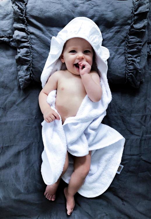 Ng Baby, White hooded towel with flounce, bath cape 