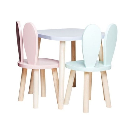 Children's furniture, two rabbit chairs and table