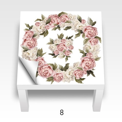 Peonies sticker for Ikea Lack side table 