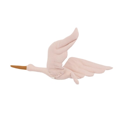 Powder pink linen stork, wall decoration