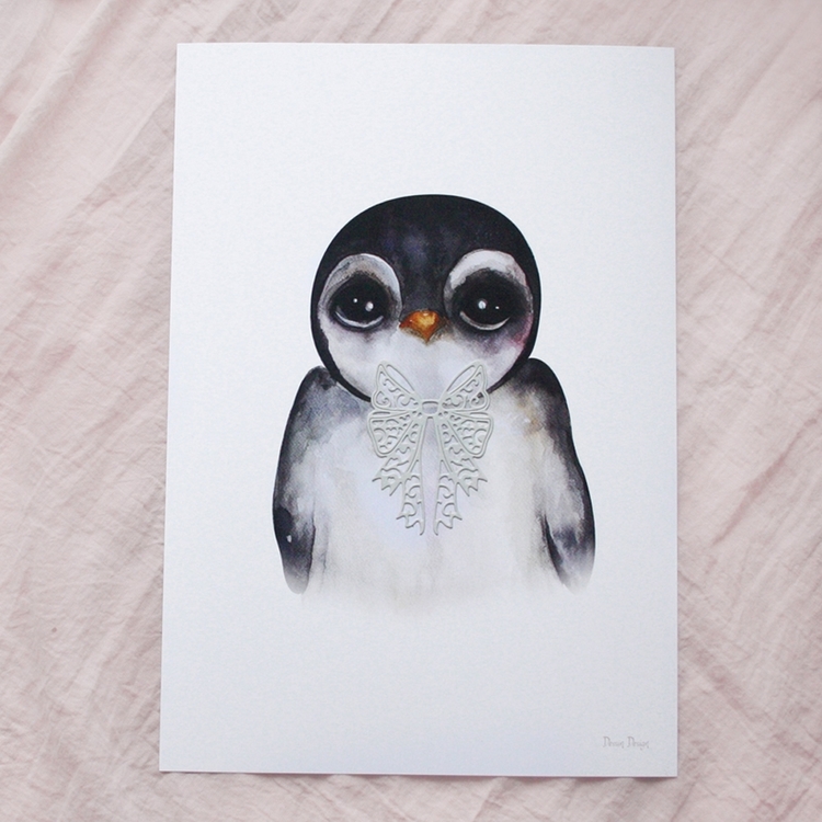 Design, poster Penguin Grey A4 
