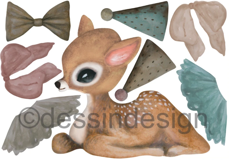 Dessin Design, vimpel DIY - lying bambi 