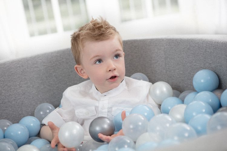 Misioo, light grey ball pit smart, 150 balls (silver/light blue/pearl) 