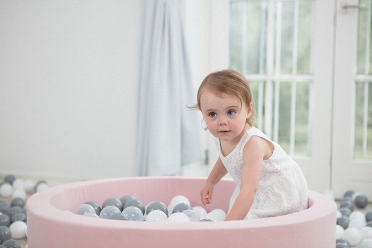 Misioo, pink ball pit smart, 150 balls (silver/light pink pearl/white) 